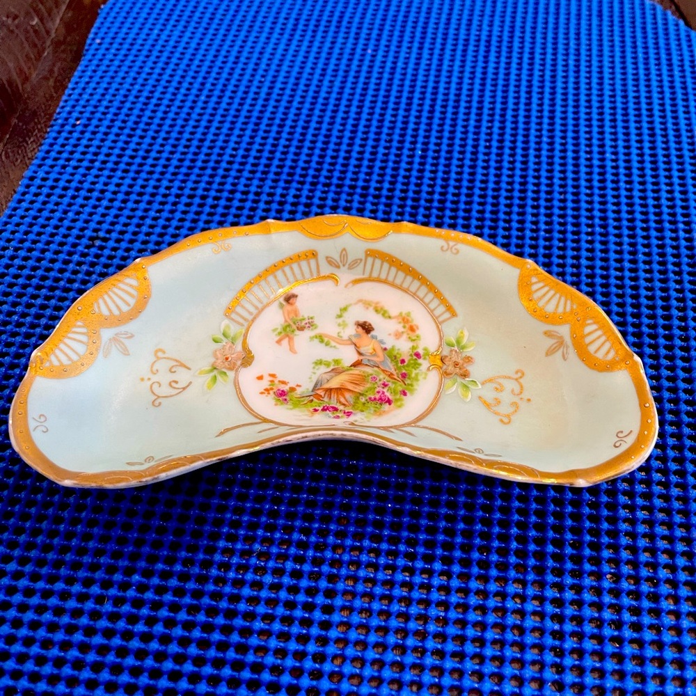 Vintage Hand Painted Ardalt Japan Cherib Bone Dish
